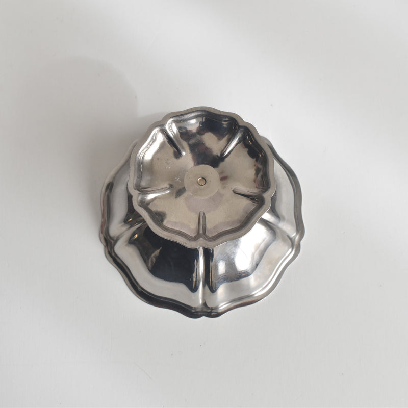 Vintage Stainless Steel Ice Cream Coupe Floral Rim Small