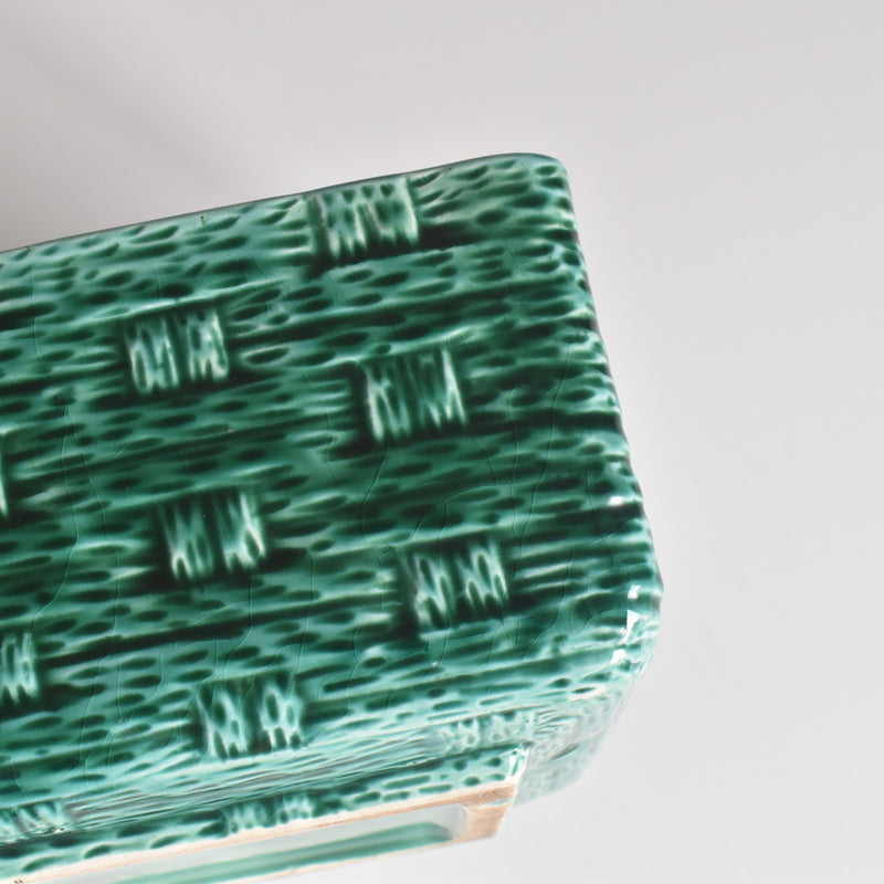 Vintage Box Digoin & Sarreguemines Barbotine Basket Green