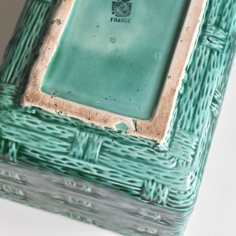 Vintage Box Digoin & Sarreguemines Barbotine Basket Green