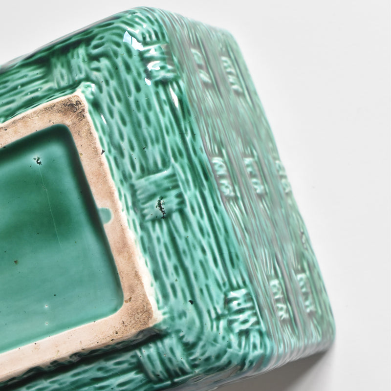 Vintage Box Digoin & Sarreguemines Barbotine Basket Green