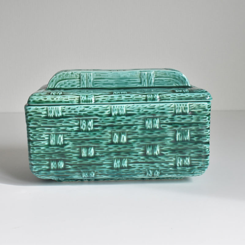 Vintage Box Digoin & Sarreguemines Barbotine Basket Green
