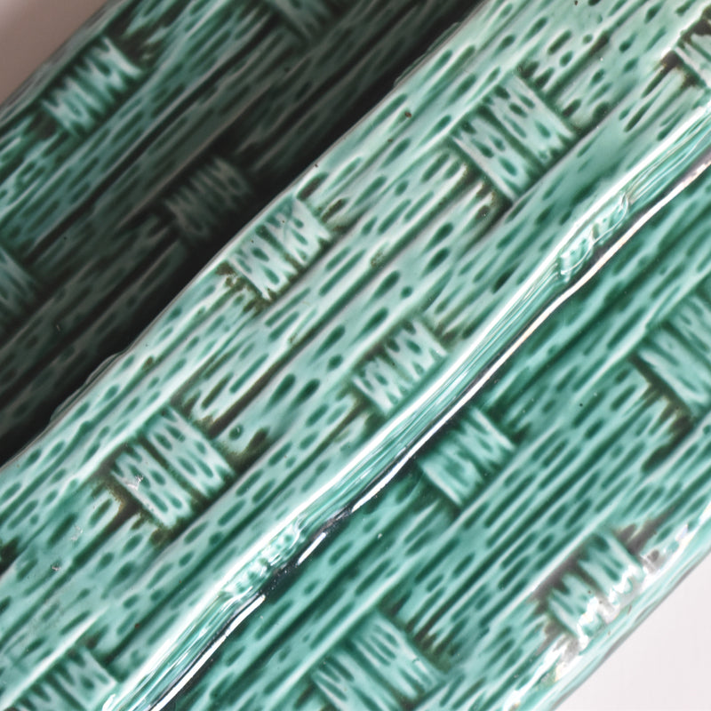 Vintage Box Digoin & Sarreguemines Barbotine Basket Green