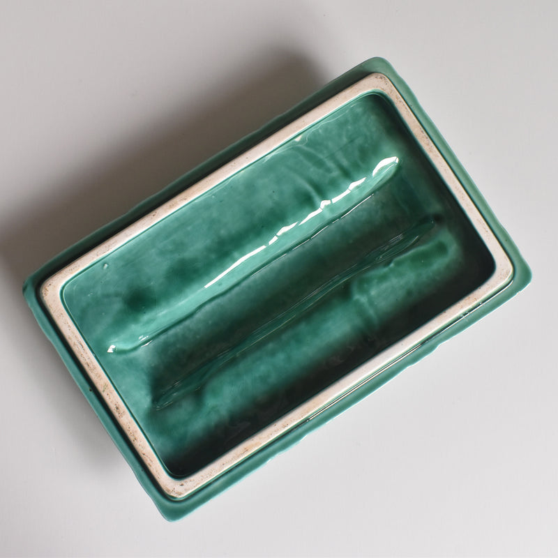 Vintage Box Digoin & Sarreguemines Barbotine Basket Green