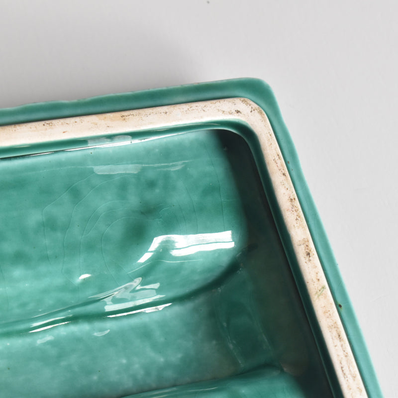 Vintage Box Digoin & Sarreguemines Barbotine Basket Green