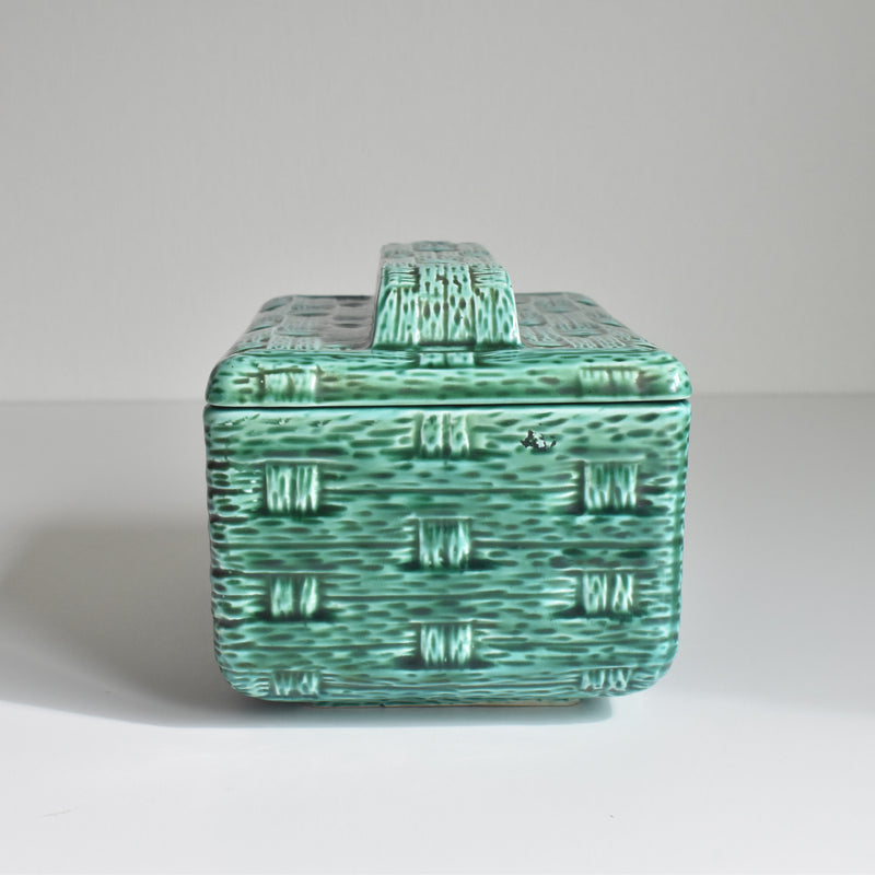 Vintage Box Digoin & Sarreguemines Barbotine Basket Green