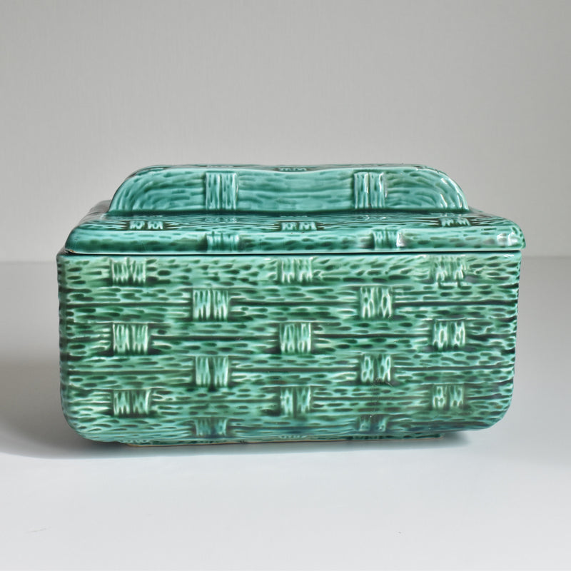 Vintage Box Digoin & Sarreguemines Barbotine Basket Green