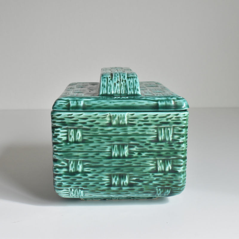 Vintage Box Digoin & Sarreguemines Barbotine Basket Green