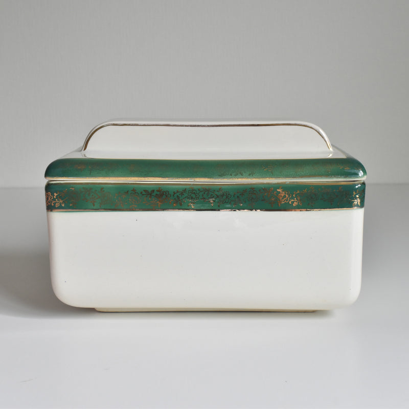 Vintage Box Digoin & Sarreguemines White & Green