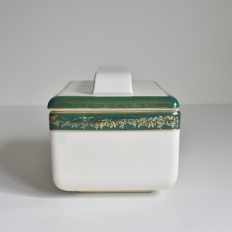 Vintage Box Digoin & Sarreguemines White & Green