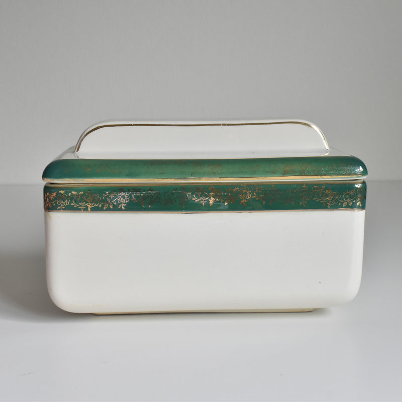 Vintage Box Digoin & Sarreguemines White & Green