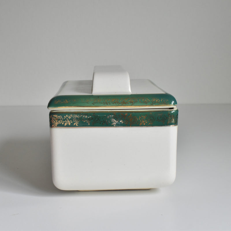 Vintage Box Digoin & Sarreguemines White & Green