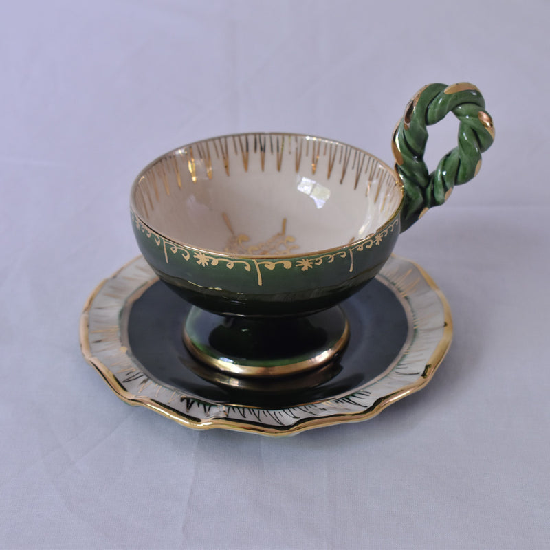 ア.ドラサンヴァル A.Dressinval チョコレートカップ＆ソーサー グリーン