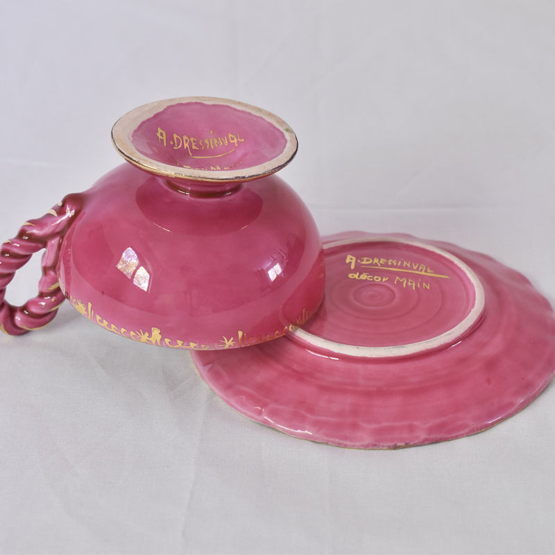 ア.ドラサンヴァル A.Dressinval チョコレートカップ＆ソーサー ピンク A