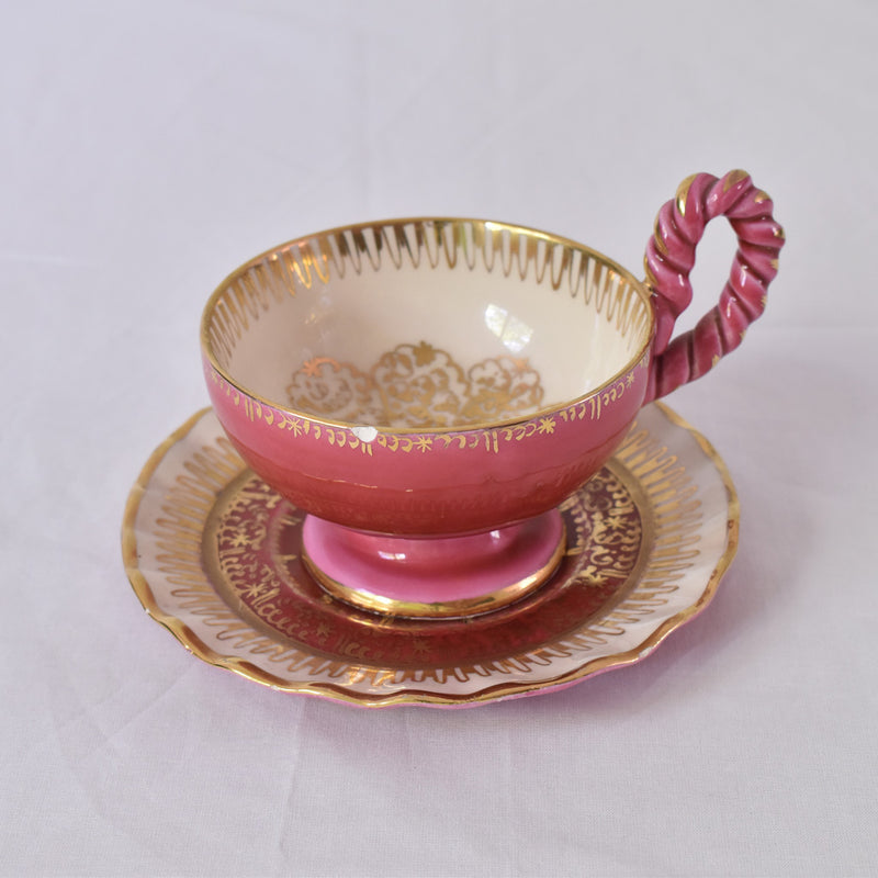 ア.ドラサンヴァル A.Dressinval チョコレートカップ＆ソーサー ピンク B