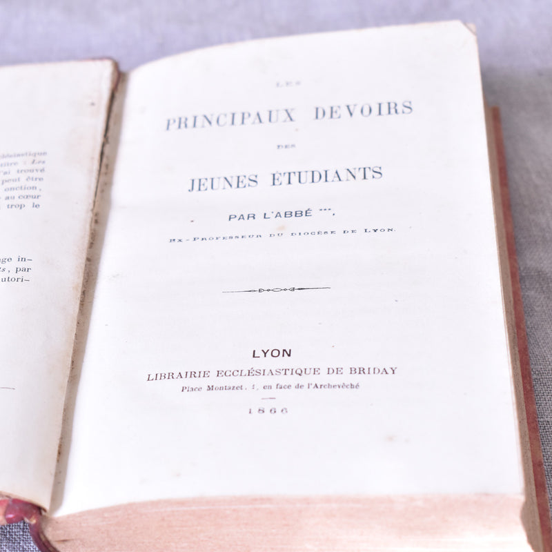 Antique Book "Devoirs des jeunes étudiants"