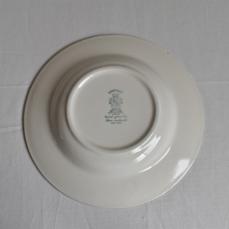 Antique deep plate Luneville Grand Feu Tradition H
