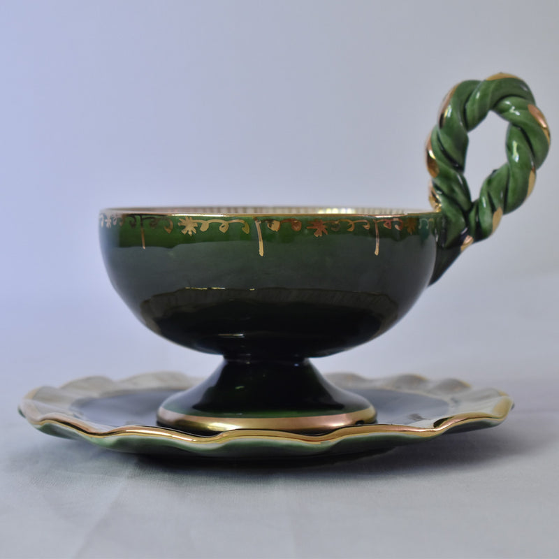 ア.ドラサンヴァル A.Dressinval チョコレートカップ＆ソーサー グリーン