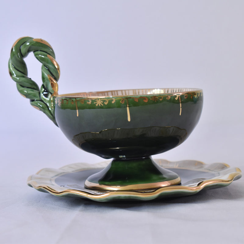 ア.ドラサンヴァル A.Dressinval チョコレートカップ＆ソーサー グリーン