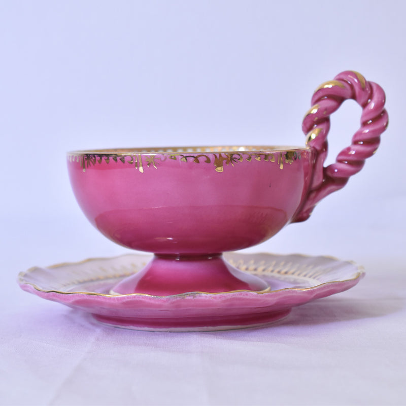 ア.ドラサンヴァル A.Dressinval チョコレートカップ＆ソーサー ピンク A