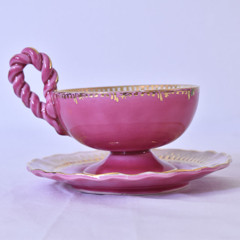 ア.ドラサンヴァル A.Dressinval チョコレートカップ＆ソーサー ピンク A