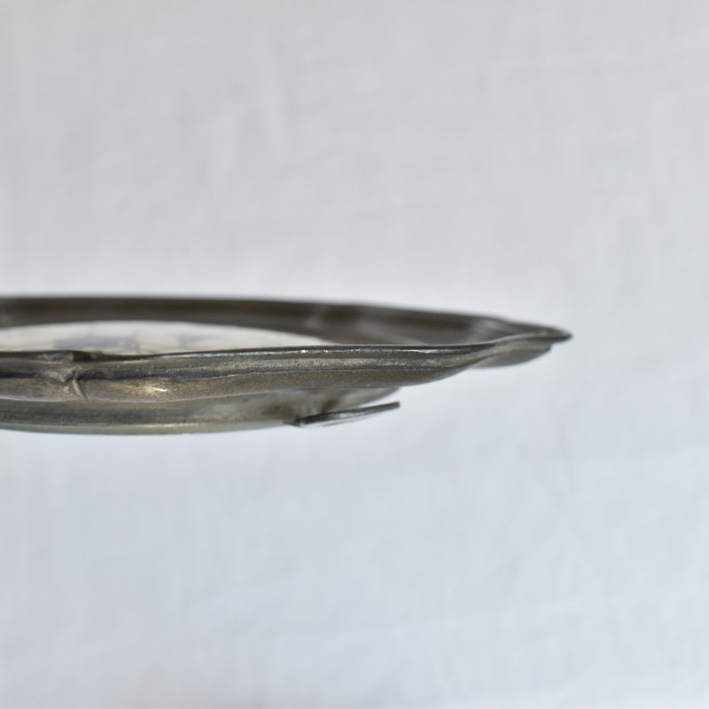 Vintage Pewter & Ceramic Decorative Plate A