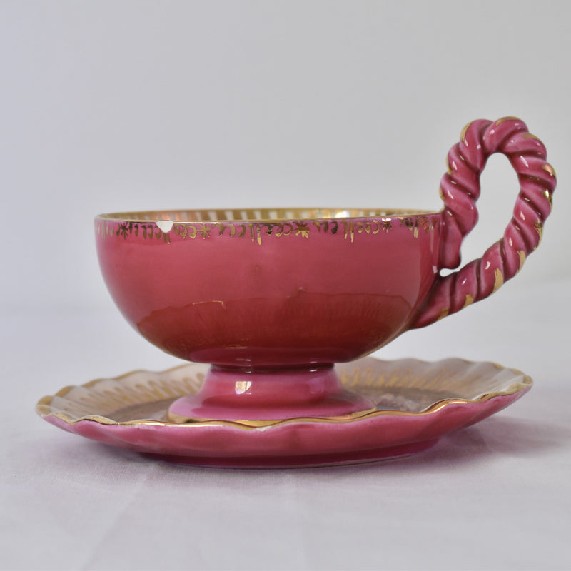 ア.ドラサンヴァル A.Dressinval チョコレートカップ＆ソーサー ピンク B