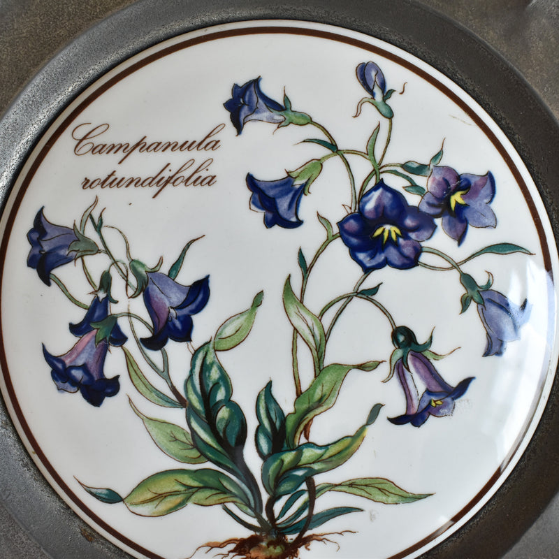 Vintage Pewter & Ceramic Decorative Plate A