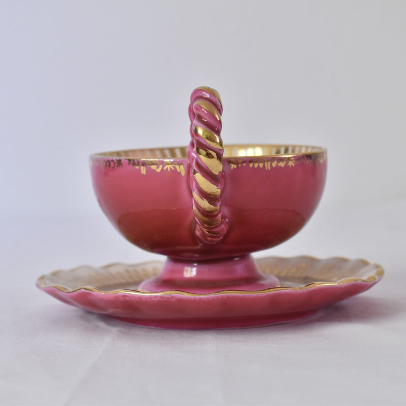 ア.ドラサンヴァル A.Dressinval チョコレートカップ＆ソーサー ピンク B