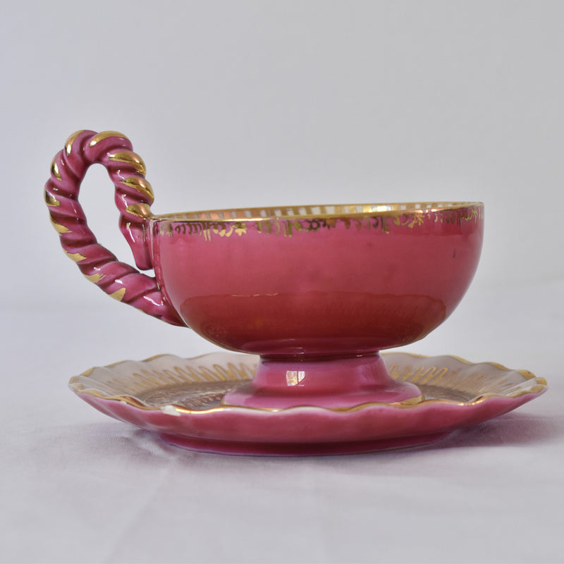 ア.ドラサンヴァル A.Dressinval チョコレートカップ＆ソーサー ピンク B