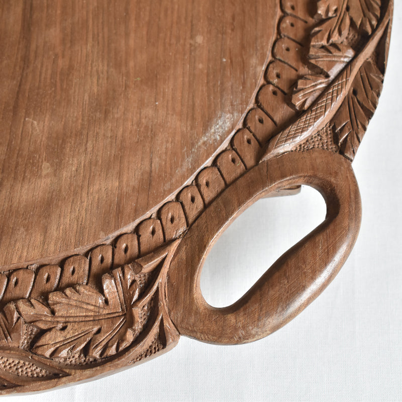 Vintage Round Wood Tray
