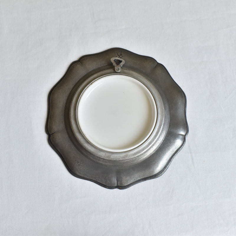 Vintage Pewter & Ceramic Decorative Plate B