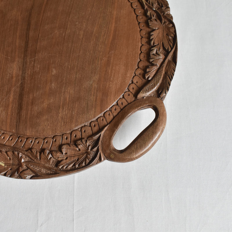 Vintage Round Wood Tray
