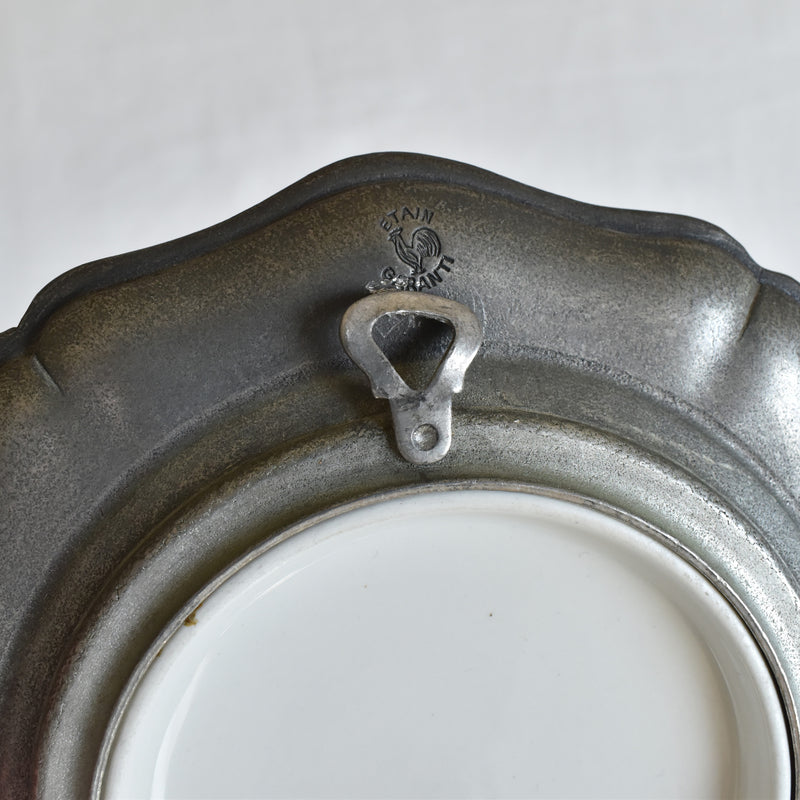 Vintage Pewter & Ceramic Decorative Plate B