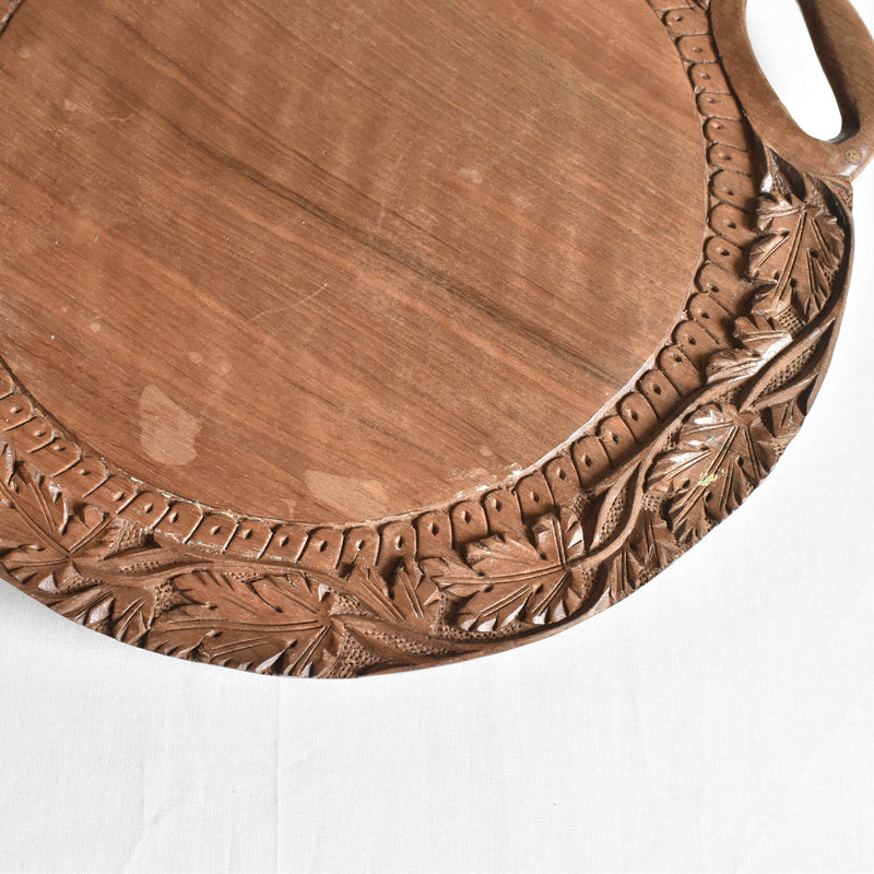 Vintage Round Wood Tray