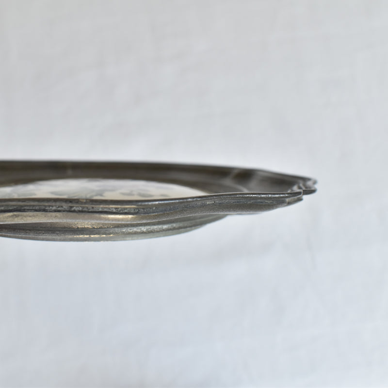 Vintage Pewter & Ceramic Decorative Plate B