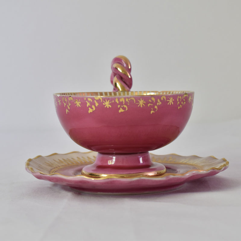 ア.ドラサンヴァル　A.Dressinval 　チョコレートカップ ＆ソーサー　ピンク　C