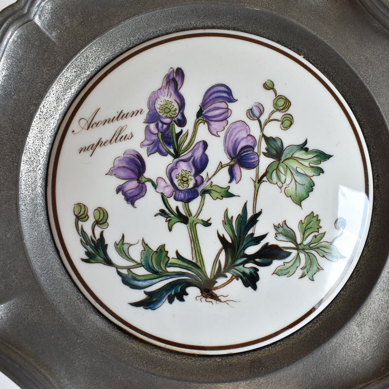 Vintage Pewter & Ceramic Decorative Plate B
