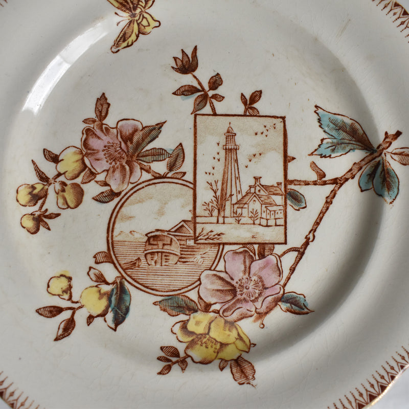 Antique dessert plate, Choisy-le-Roi, polychrome