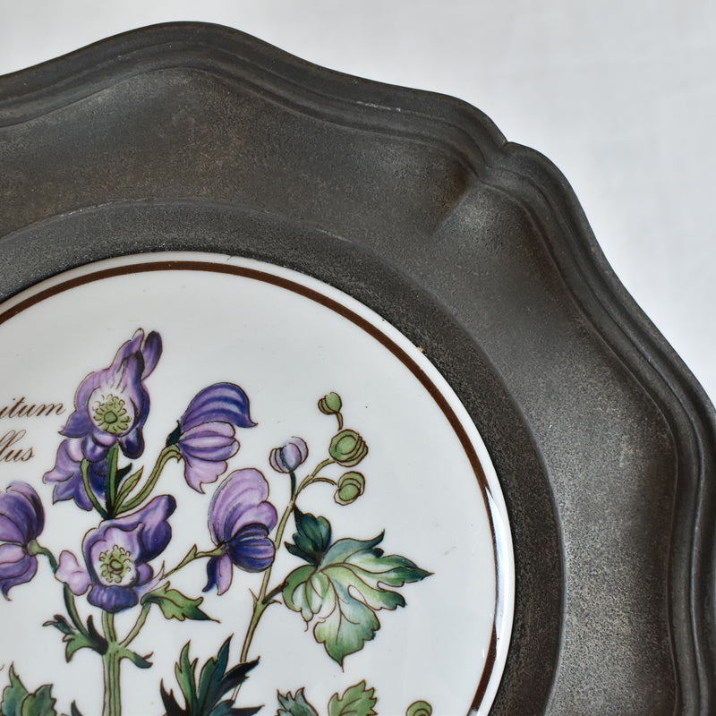 Vintage Pewter & Ceramic Decorative Plate B