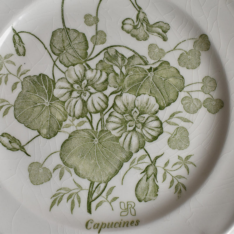 Vintage Dessert Plate Gien Yves Rocher (1970) Capucines