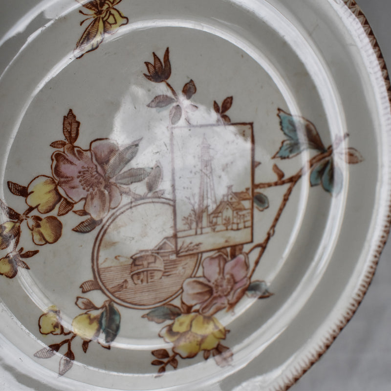 Antique dessert plate, Choisy-le-Roi, polychrome