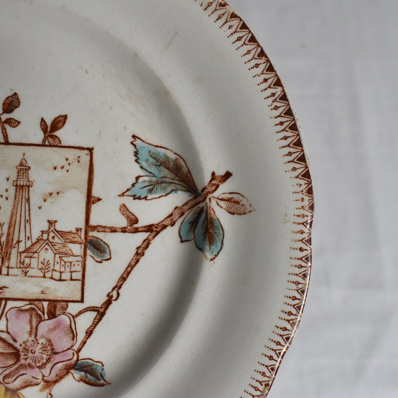 Antique dessert plate, Choisy-le-Roi, polychrome