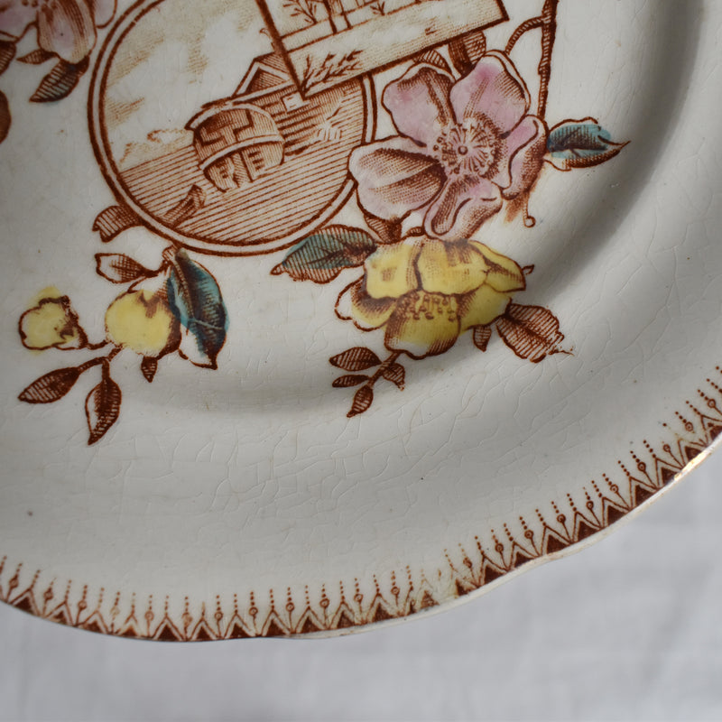 Antique dessert plate, Choisy-le-Roi, polychrome