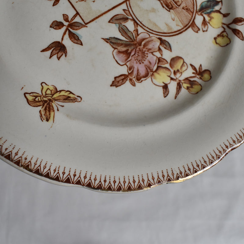 Antique dessert plate, Choisy-le-Roi, polychrome