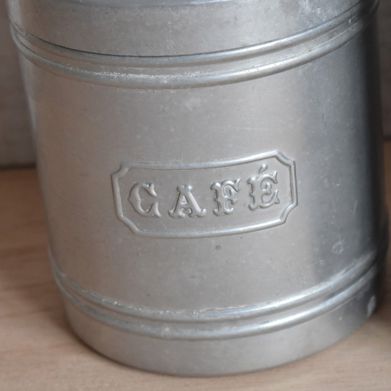ヴィンテージ　アルミ保存容器　Café