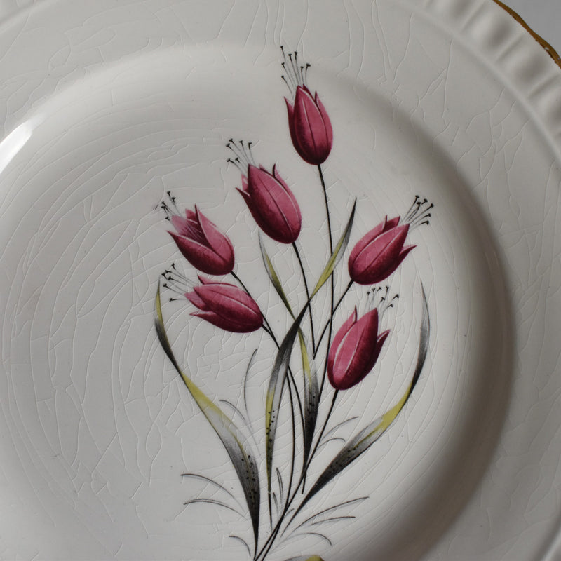 Vintage Dessert Plate Gien Tulipes G