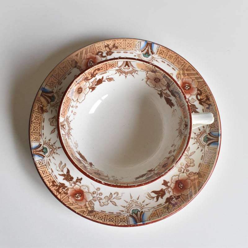 Antique Cup & Saucer Sarreguemines Kyoto A