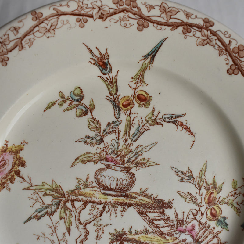 Antique dessert plate, K&G Luneville, polychrome