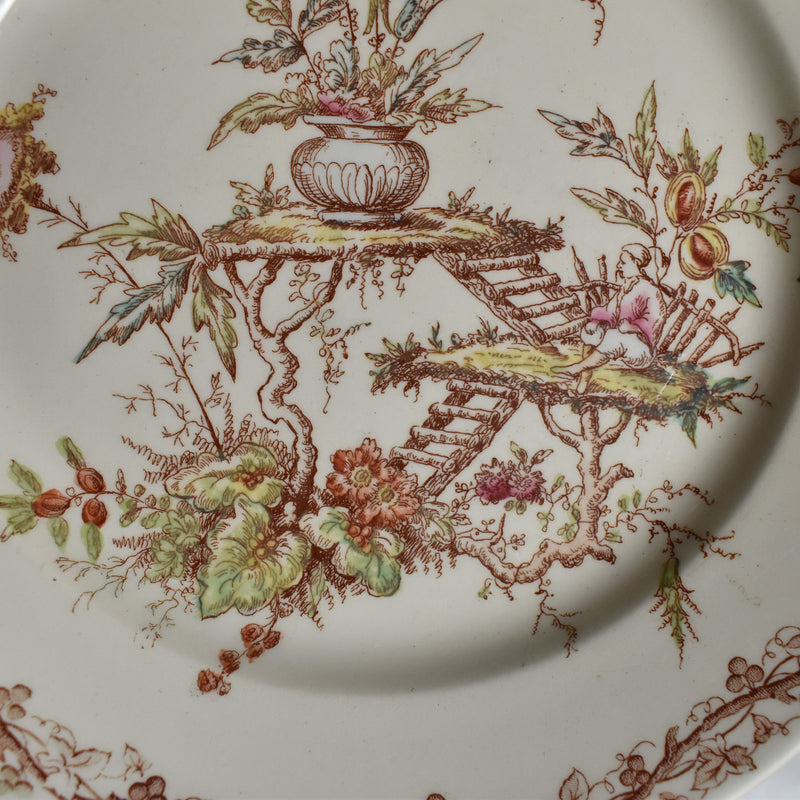 Antique dessert plate, K&G Luneville, polychrome