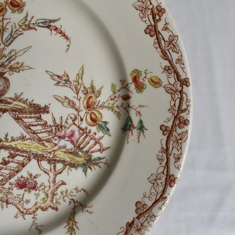 Antique dessert plate, K&G Luneville, polychrome